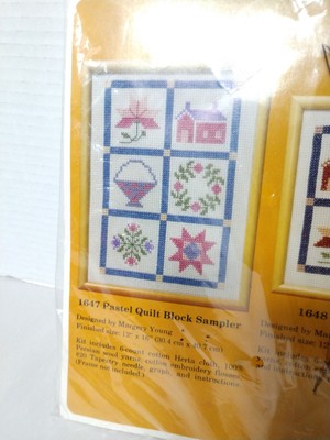 OPEN UNUSED Vintage Cross Stitch Kit Creative Circle 1647 Quilt Block Sampler