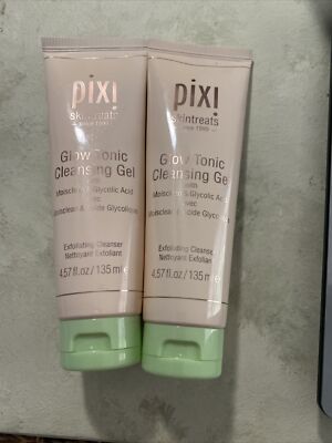 Lot Of 2.  Pixi Skintreats Glow Tonic Cleansing Gel 4.6 fl oz Each Exfoliating