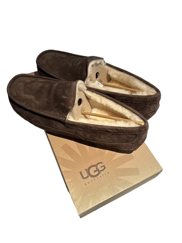 UGG Men&rsquo;s Suede Ascot Slippers, Brown, Size 18 - Brand New