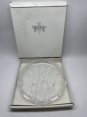 Block Crystal 15'' Big Crystal Round Elegant Modern Tulip Serving Platter Holiday