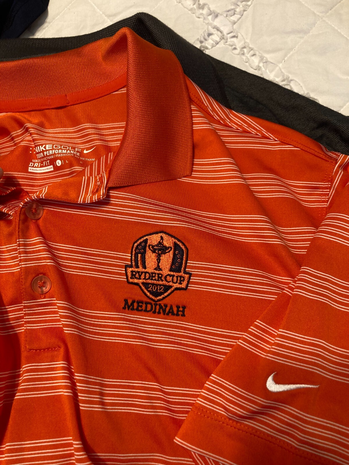 Nike orange  Ryder Cup 2012 Miracle at Medinah  polo golf shirt men's Large