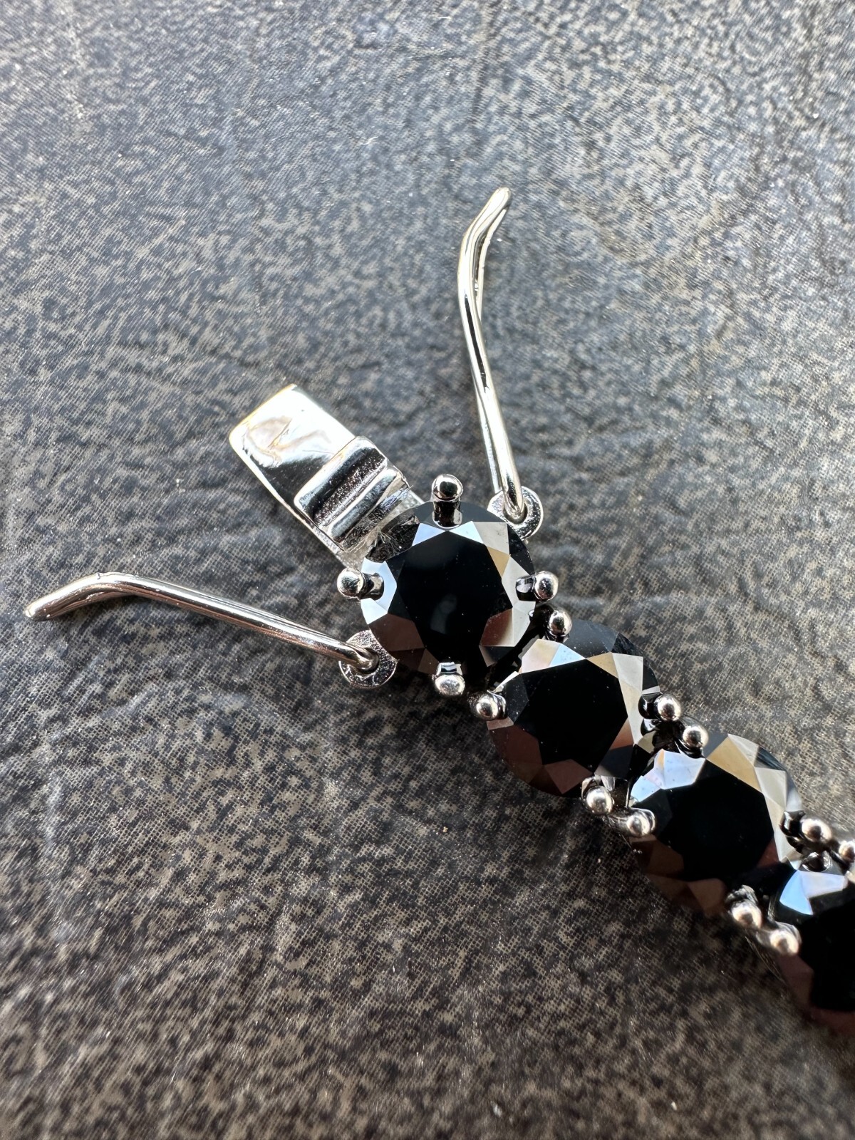 Pre-owned Silver Real Black Moissanite Thick 7mm Tennis Bracelet 925  Pass Diamond Tester