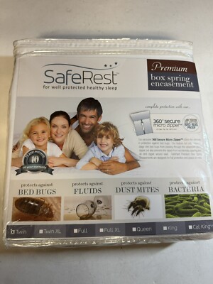 SafeRest Preium 9'' Box Spring Encasement Waterproof Breathable Size Twin New