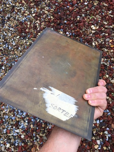 Antique Type Founder Heavy Brass Letterpress Galley Tray 13.25