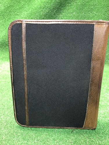 Franklin Covey Planner Binder Organizer Huskers Black Canvas & Brown Leather
