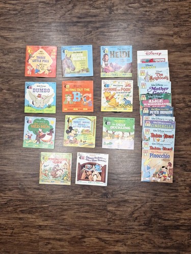 Walt Disney Disneyland Records Read-Along Book and Record Tape Lot of 22