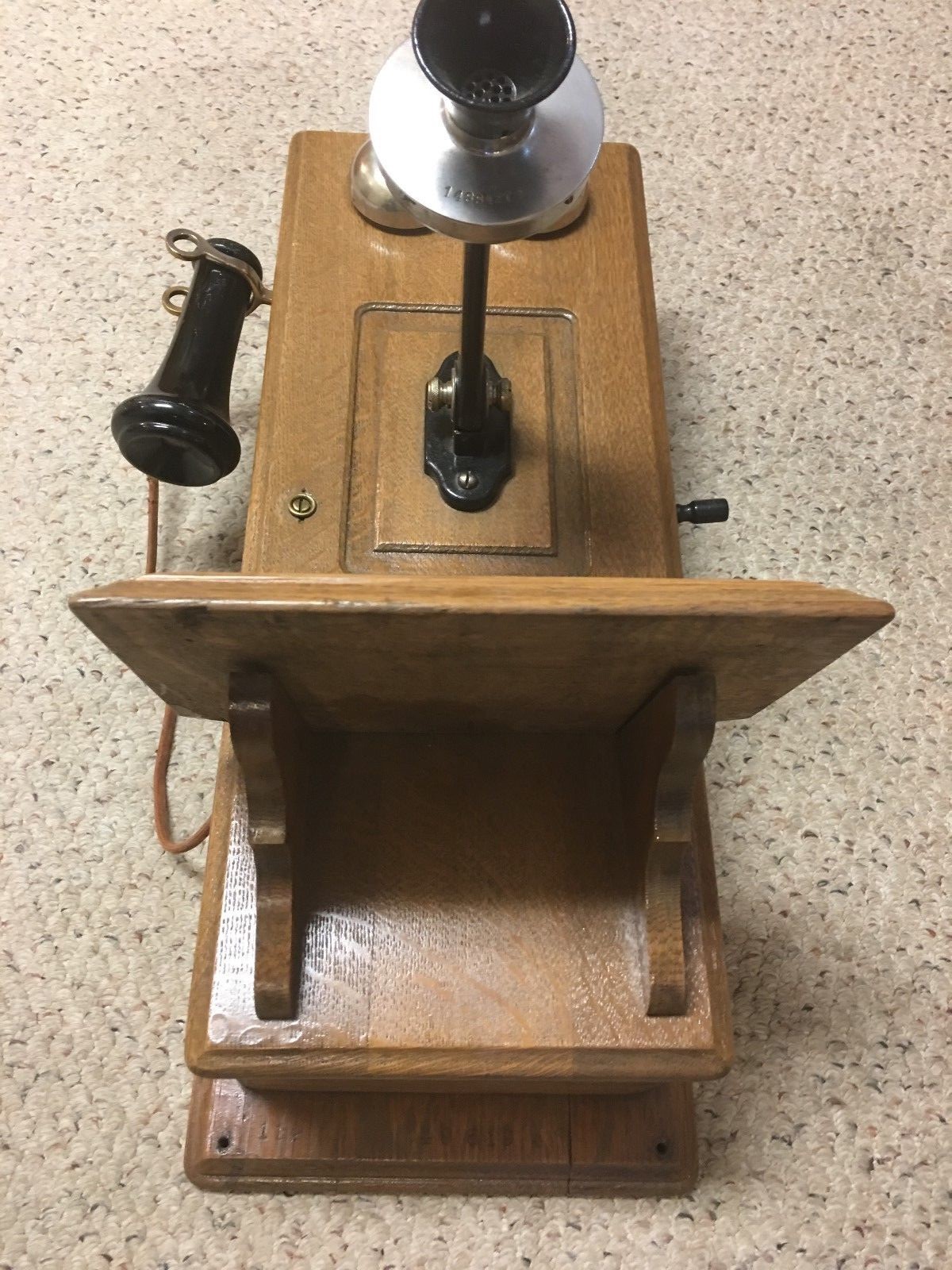 Antique Stromberg Carlson Oak Wall Telephone with Lighting Disconnect Lever