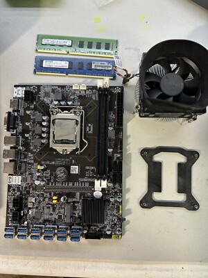 B75 Mining Motherboard LGA1155 12 USB3.0 to PCIE Support 12GPU GPU 8gb Ram