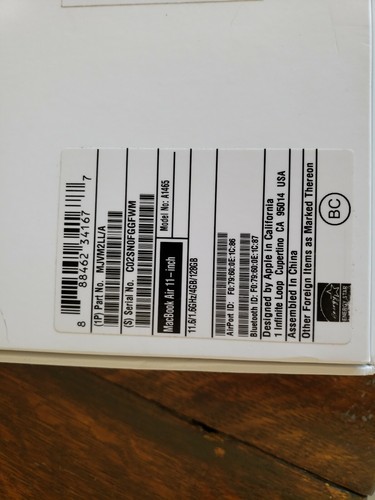 Apple MacBook Air 11 Inch Laptop BOX & INSERTS ONLY