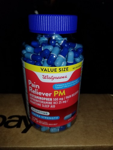 Pain Reliever Pm 375 Gel Caps Night Time  Ex  Strength