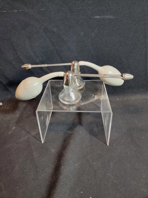 2 Vintage DeVilbiss Atlas Medical Glass Atomizer Bottles Complete FREE Ship
