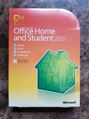 NEW GENUINE Microsoft Office Home and Student 2010 for 3 PCs SEALED BOX