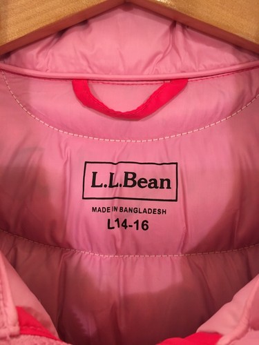 LL Bean Girls NWOT Pink Downtek Vest, L (14-16)