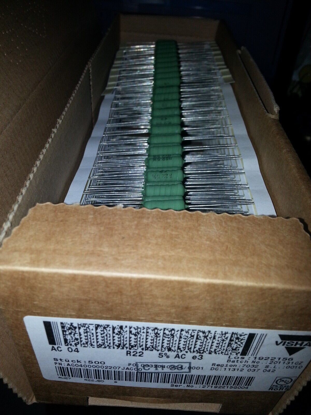25x NEW VISHAY AC04 0R22 4W 5% 5,5x16,5mm non Flam Wirewound TUBE AMP RESISTORS!