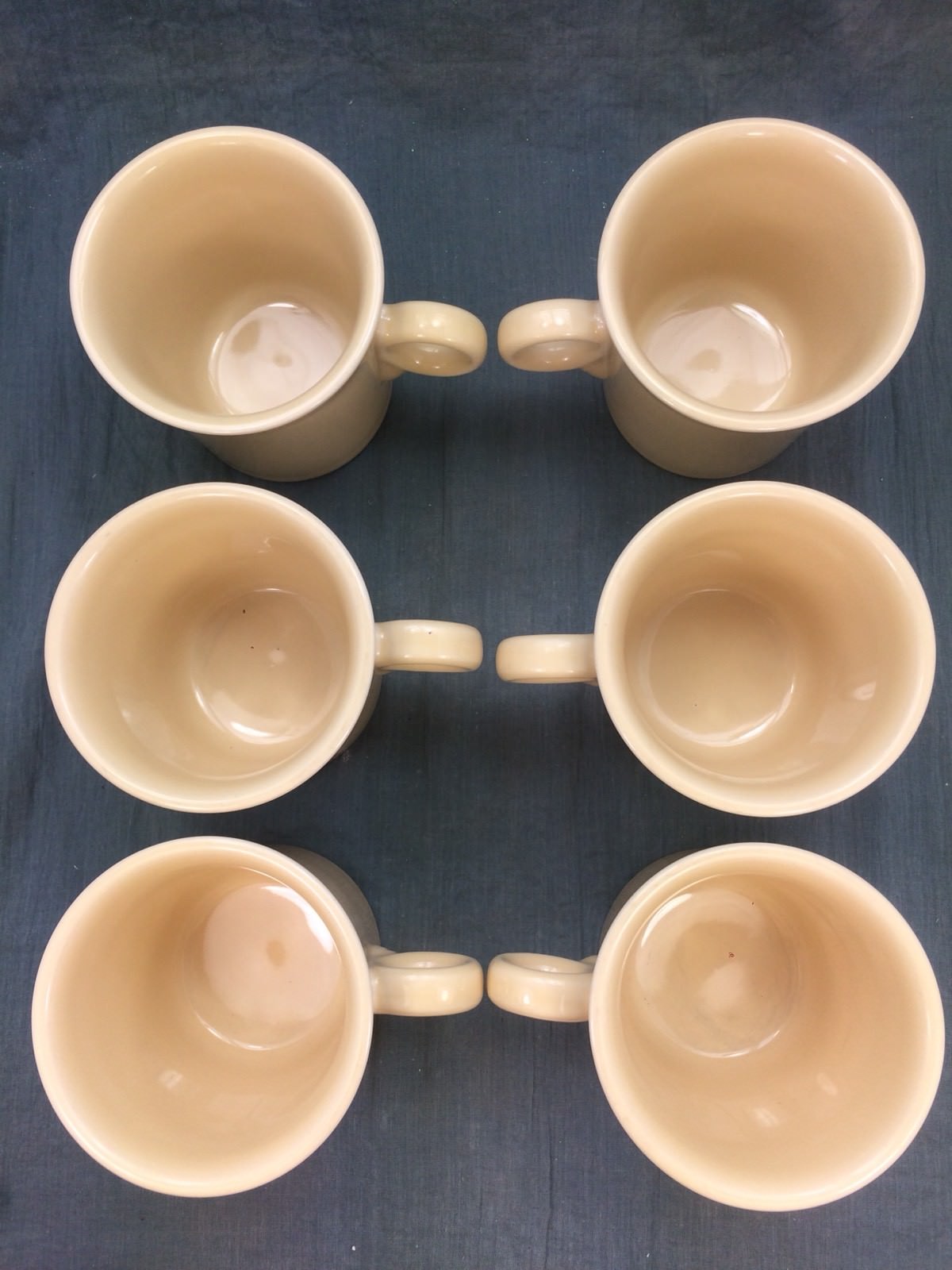 6 Fiesta Ware Homer Laughlin Yellow Heavy Coffee Cups Mugs Restaurant Ware