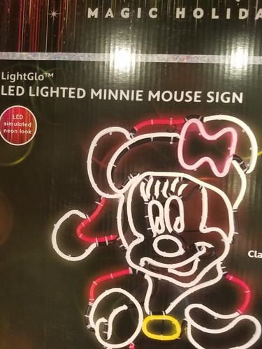 Gemmy Disney Magic Holiday Lighted Minnie Mouse Neon Sign Christmas Yard Decor