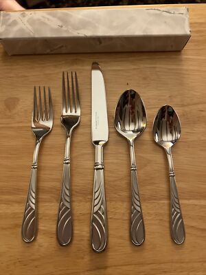 New Yamazaki Mistral Ice Design by Toffolon 5 piece Stainless Flatware set NOS