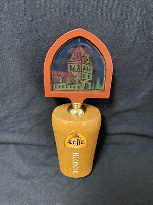 Leffe Blonde Belgian Ale Stained Glass Beer 7''short Wood Tap Handle FREE SHIP