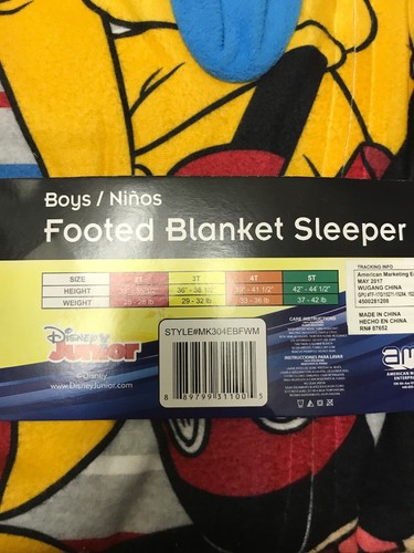 Disney Mickey Mouse Pluto Best Friends Footed Pajama Blanket Sleeper Size 2T NWT