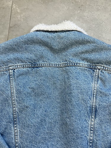 Vintage 90s Levis Orange Tab Type 3 Trucker Sherpa Lined Denim Jean Jacket Sz L