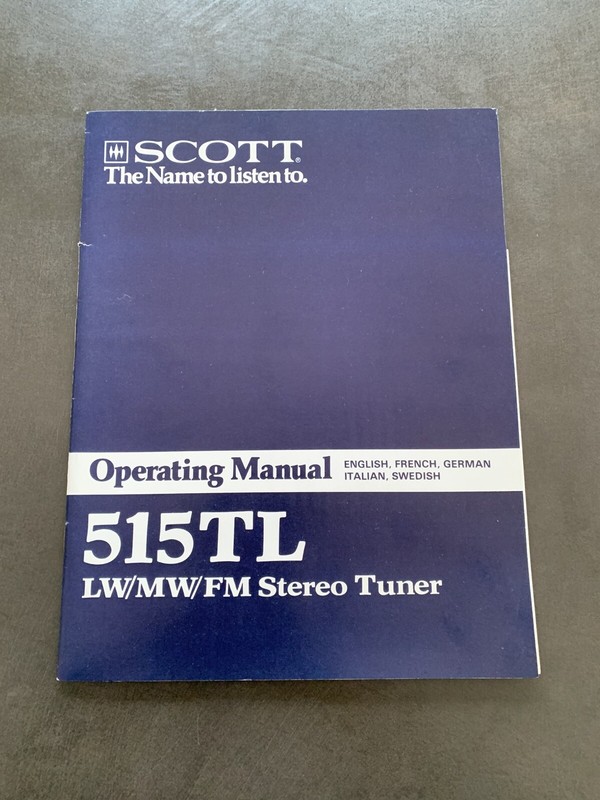 Manuel DâUtilisation Tuner StÃ©RÃ©O Scott 515tl