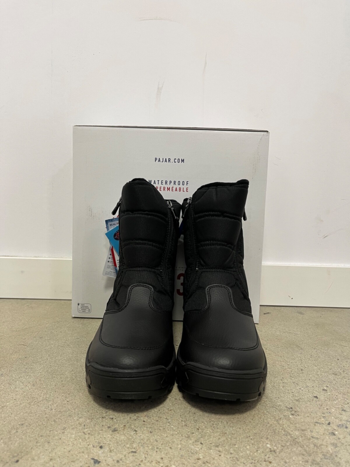 Pre-owned Pajar Men's Mirko Zip Up Boot W/ Ice-gripper Black All Sizes
