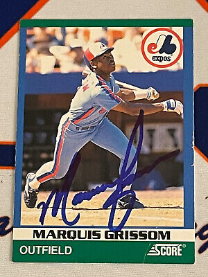 MARQUIS GRISSOM Hand Signed 1991 SCORE 100 RISING STARS Montreal Expos AUTO