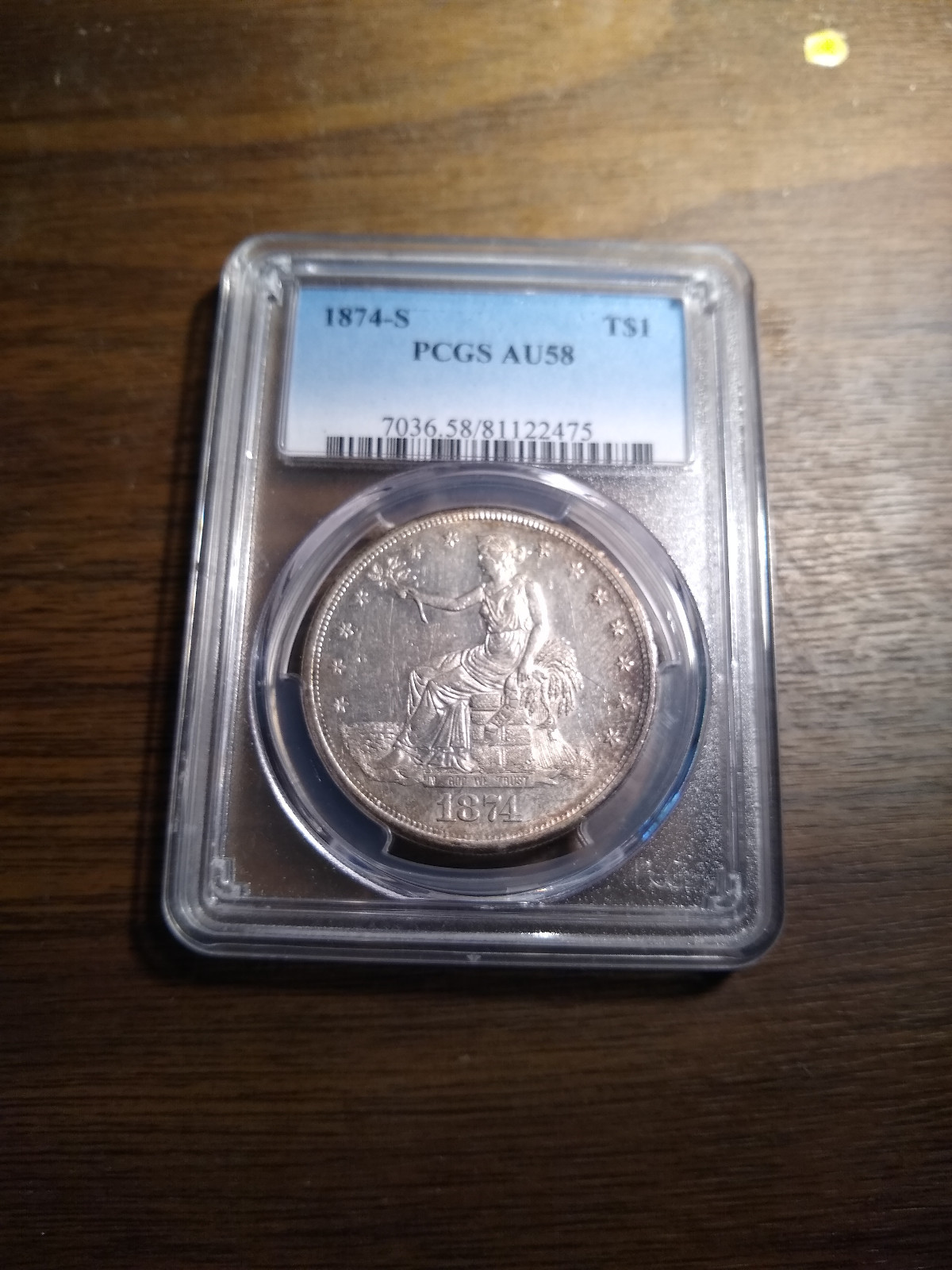 1874 S Trade Dollar PCGS AU 58