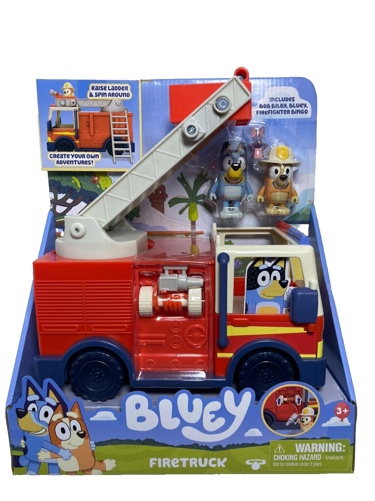 BLUEY Firetruck Playset, Exclusive Firefighter Bingo and Bob