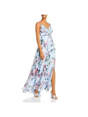 

AQUA FORMAL Женское голубое платье-футляр с высоким разрезом и тонкими бретельками AQUA FORMAL, Light blue