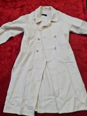 Asm Anna Womens Woolen White Double Breasted Trench Coat