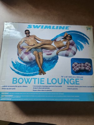 Swimline Inflatable Purple White Bowtie Lounge Swimming Float 76'' Inches NWT.