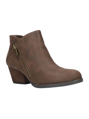 Женские коричневые пинетки на наборном каблуке с миндалевидным носком и застежкой-молнией BELLA VITA 7 Вт