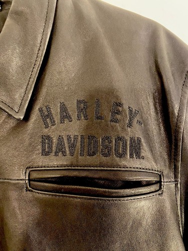 Pre-owned Harley-davidson Leather Jacket 97033 Black Biker Motorcycle Lambskin Soft Xl Men