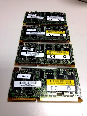 LOT of (4) Hp 356272-001 413486-001 Smart array 641/642 6i/E200 128mb Cache Mod