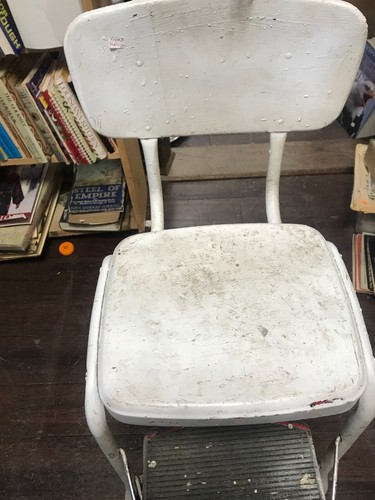 Vintage Step Stool Chair Retro Counter Metal Lift-up Seat Kitchen Garage Home