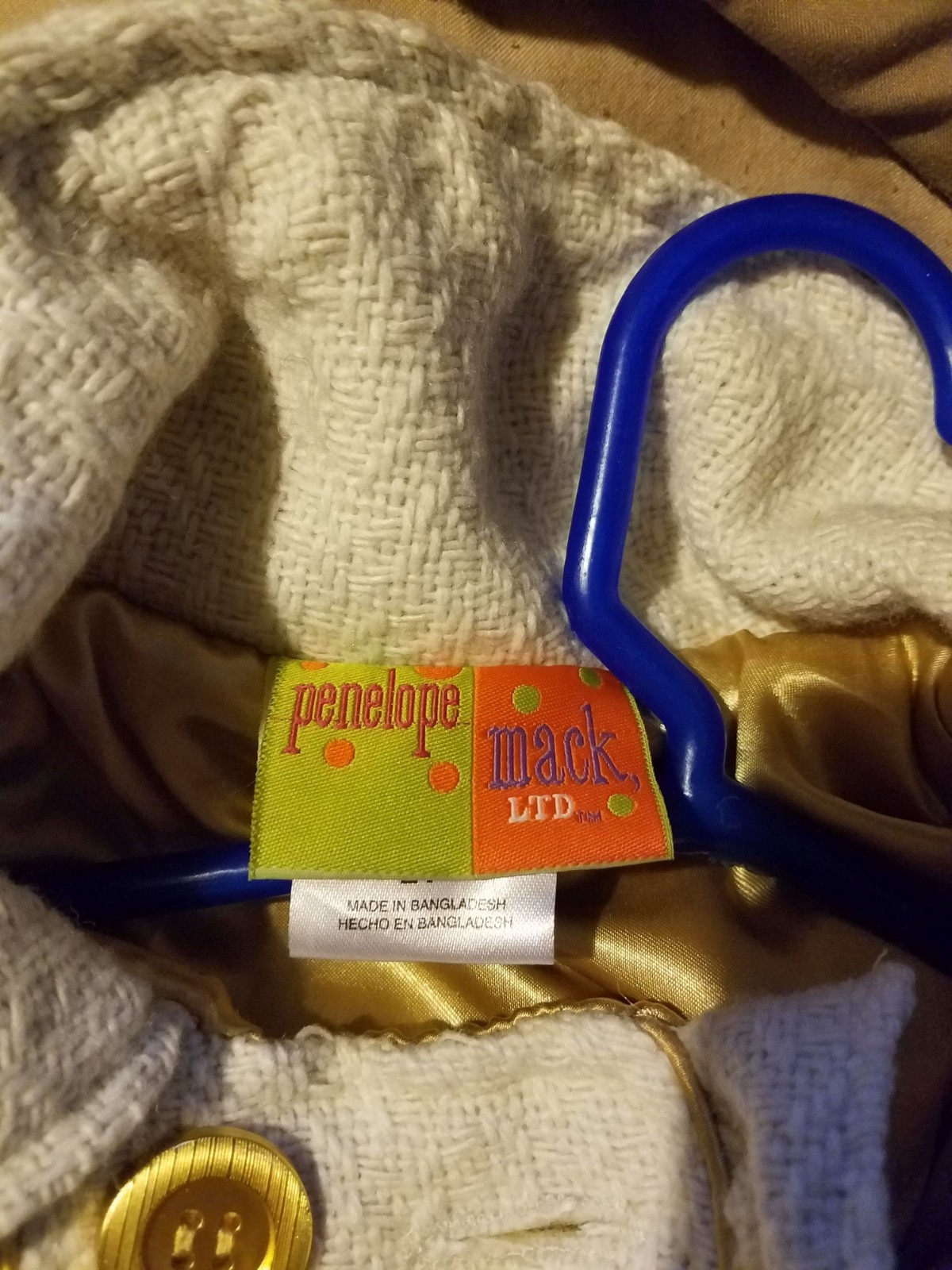 Penelope Mack Cream jacket/ dress coat size 2T New