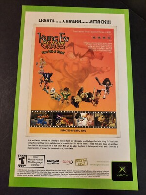 KUNG FU CHAOS ''Lights, Camera, Attack!'' Xbox ~ Vintage Comic Page PRINT AD 2003