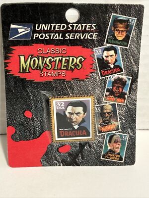 CLASSIC UNIVERSAL STUDIOS MONSTERS  DRACULA  USPS STAMP PIN New