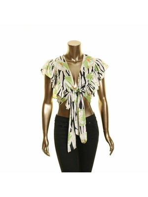 

JILL STUART Женский зеленый галстук с принтом и V-образным вырезом, размер топа