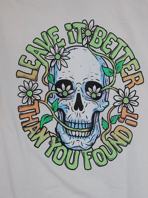 Skull Mens T Shirt 2XL 50 52 White Tshirt Leave it Better Then You Found It