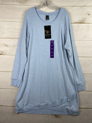 Active Life Dress Womens 2XL Blue Tunic Pullover Fleece XLong Sweatshirt NWT