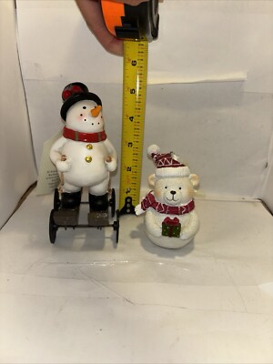 Cypress Snowman lot of two,Evergreen,New,Polystone Snowman n a sled,Polar bear