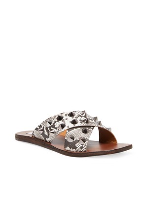 STEVE MADDEN Женские бежевые кожаные босоножки-слипоны со змеиными шипами STEVE MADDEN, 10 М