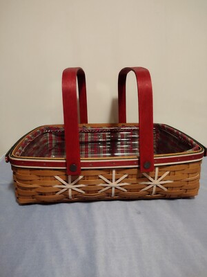 Longaberger 2009 Holiday Hostess Large Snowflake Cookie Basket, Liner, Protector