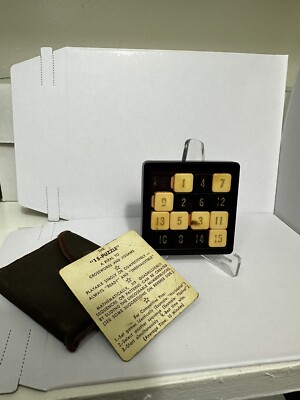Vintage 15 Puzzle Number Shuffle Handheld Game 1950s Instructions Complete