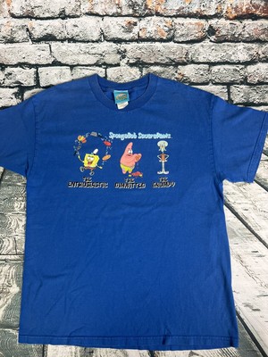 VTG 2002 Spongebob Squarepants Cartoon Blue Graphic Shirt L