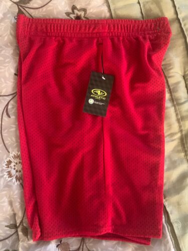 Kids Mesh RED gym shorts Size LARGE LG (10-12) Athletic Works with pockets