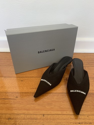 靴 BALENCIAGA KNIFE 2.0 KNIT LOGO MULES 38 Balenciaga Knife Knit Mules/Slides Hot Pink kitten Heel size
