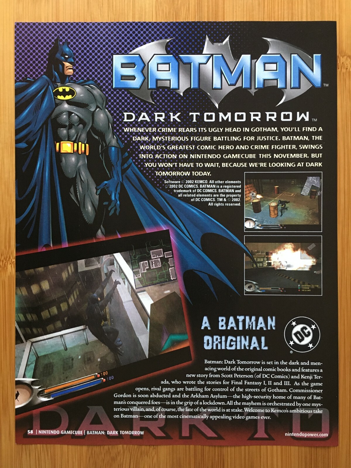 Batman: Dark Tomorrow Xbox Gamecube 2003 Print Ad/Poster Batman: Dark Tomorrow Xbox Gamecube 2003 Print Ad/Poster